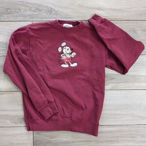 Disneyland Mickey Mouse Maroon Crew Neck Sweatshirt